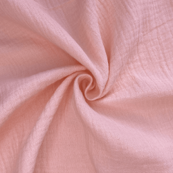 Ткань Муслин Жатый, цвет Нежно-Розовый (на отрез)  в Березниках